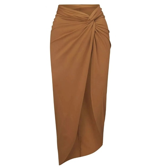 SKIMS Other - NWT Skims Signature Swim Front Knot Sarong Skirt Women's SW-SKT-0016 ALMOND-XS